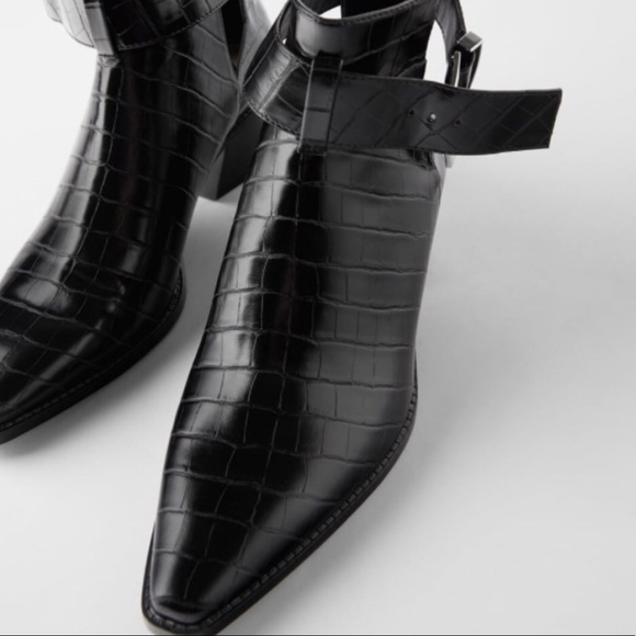 Zara Animal Embossed Croc Bootie Boot - Picture 6 of 11